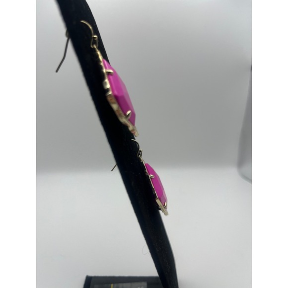 Kendra Scott Kyrie Gold Drop Earrings Bright Pink - Picture 4 of 4